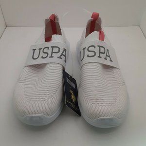 US‎ Polo Assn. Youth Girl's Slip On Sneakers | White w/Pink | US Size 11C Shoes